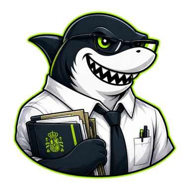 Mascota Oposhark de Auxiliar Administrativo del Estado