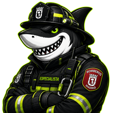 Mascota Oposhark de Bombero/a Especialista — Ayuntamiento de Madrid