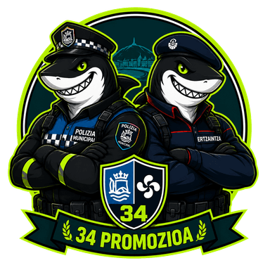 Mascota Oposhark de Policía del País Vasco — Escala Básica (Ertzaintza y Policía Local)